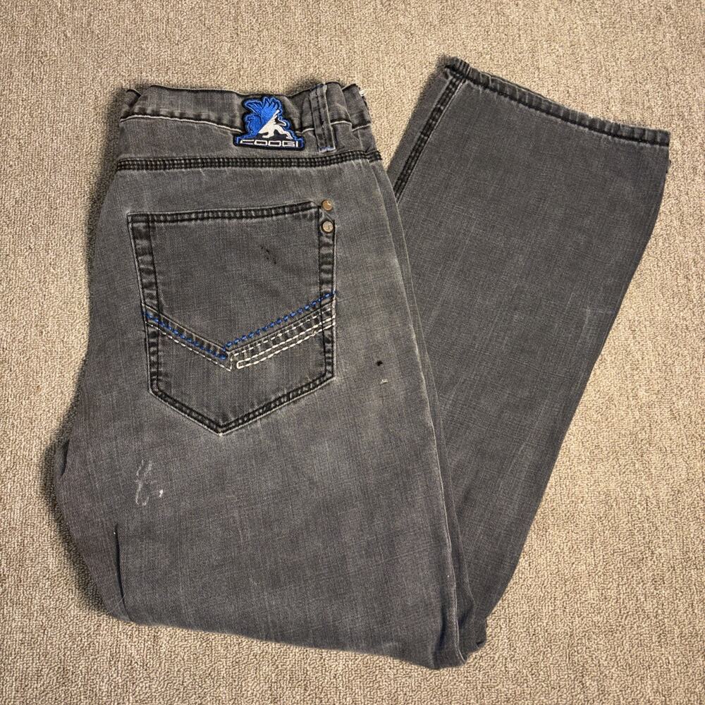 COOGI Y2K Jeans Black Denim Streetwear 36x34 Straight Leg Wide